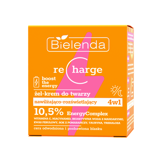 Bielenda RECHARGE Hydratačný a rozjasňujúci gél-krém 4v1, 50 ml