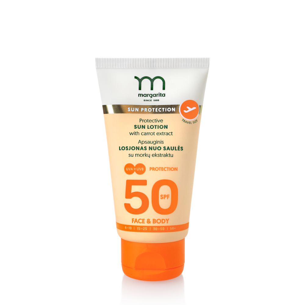 MARGARITA Ochranné mlieko na opaľovanie OF50 s výťažkom z mrkvy, 50 ml