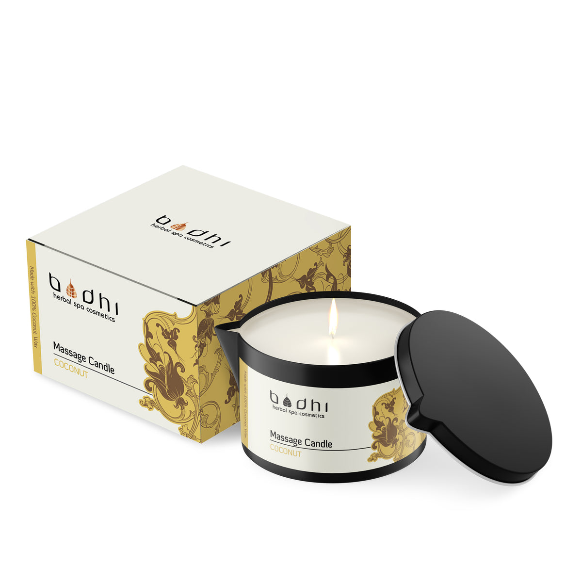 Bodhi Herbal Spa Masážna sviečka KOKOS na zahrievajúcu masáž, 95 g