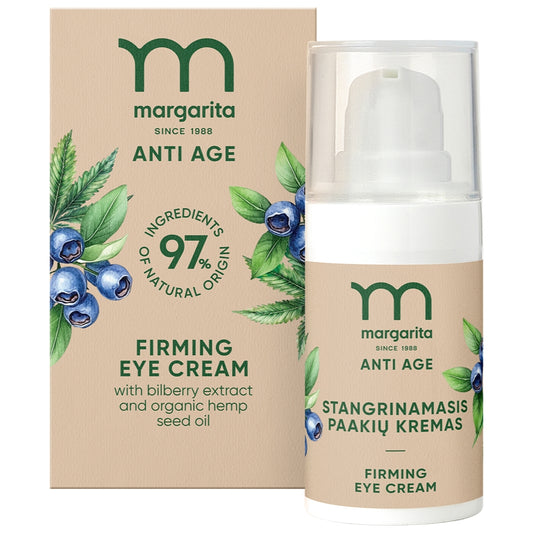 MARGARITA ANTI AGE spevňujúci očný krém s extraktom z čučoriedok a organickým konopným olejom, 15 ml