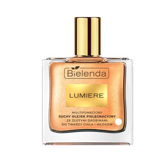 Bielenda LUMIERE Multifunkčný suchý olej s trblietkami na tvár, telo a vlasy, 50 ml