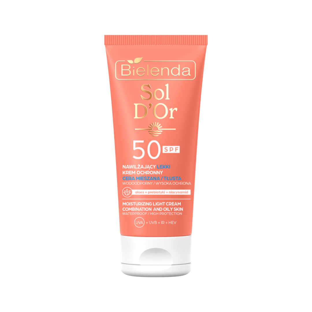 Bielenda Sol d'Or Krém na tvár s SPF 50 pre mastnú a kombinovanú pokožku, 50 ml