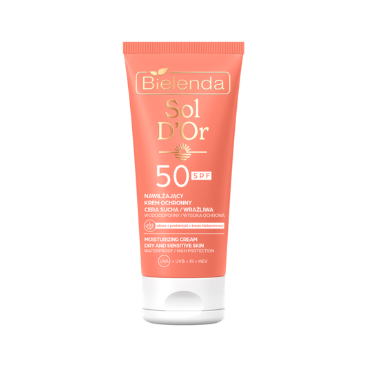 Bielenda Sol d'Or Krém na tvár s SPF 50 pre suchú a citlivú pokožku, 50 ml