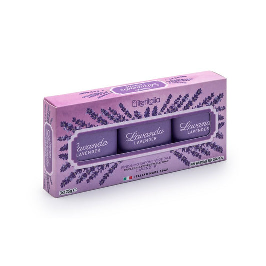 Iteritalia Darčekový set rastlinných mydiel - Levanduľa, 3x125g