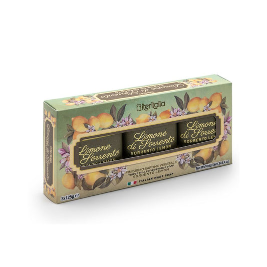 Iteritalia Darčekový set rastlinných mydiel - Citrón zo Sorrenta, 3x125g