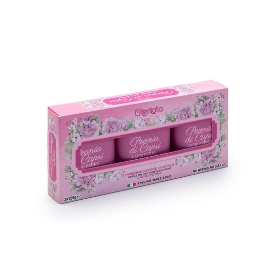Iteritalia Darčekový set rastlinných mydiel - Pivónia z Capri, 3x125g
