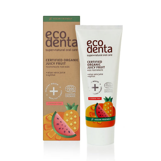 ECODENTA BIO Certifikovaná detská pasta s príchuťou šťavnatého ovocia, 75 ml