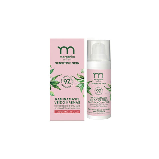 MARGARITA SENSITIVE SKIN Upokojujúci pleťový krém proti začervenaniu s bio brezovou šťavou a bylinnými extraktmi, 50 ml