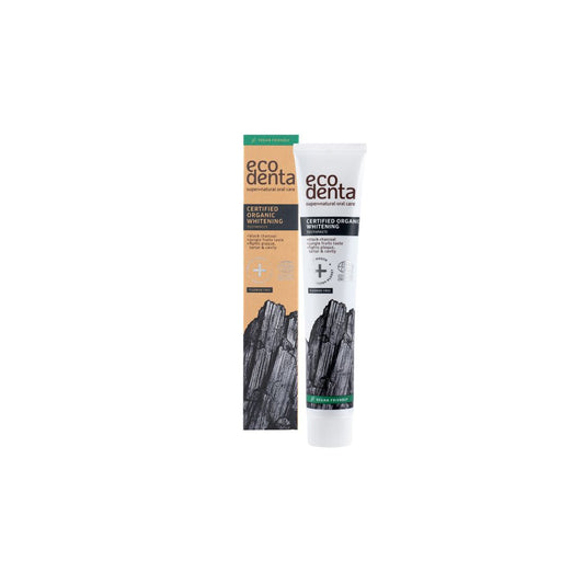 ECODENTA BIO certifikovaná bieliaca zubná pasta s čiernym uhlím, 75 ml