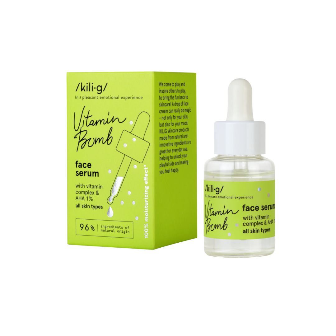 KILIG Koncentrované sérum s vitamínovým komplexom a prírodnými AHA kyselinami, 30 ml (01/2027)